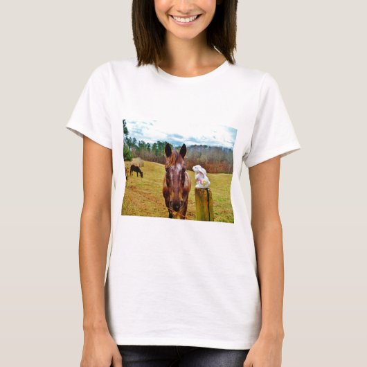 PaasBunny en bruin paard T-shirt (Voorkant)