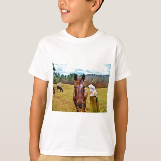 PaasBunny en bruin paard T-shirt (Voorkant)