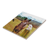 PaasBunny en bruin paard Tegeltje (Zijkant)