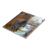 PaasBunny en bruin paard Tegeltje (Zijkant)