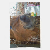 PaasBunny en bruin paard Theedoek (Verticaal)