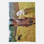 PaasBunny en bruin paard Theedoek (Verticaal)