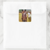 PaasBunny en bruin paard Vierkante Sticker (Tas)