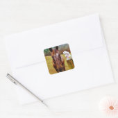 PaasBunny en bruin paard Vierkante Sticker (Envelop)