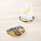 PaasBunny en bruin paard Zandsteen Onderzetter (Zijkant)