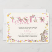 PaasBunny en Butterfly Dainty Floral Brunch Kaart (Voorkant)