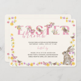 PaasBunny en Butterfly Dainty Floral Brunch Kaart