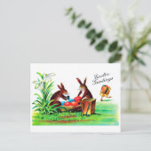 paasbunny en chick briefkaart (Staand voorkant)