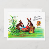 paasbunny en chick briefkaart (Voorkant / Achterkant)