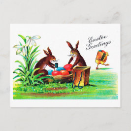 paasbunny en chick briefkaart