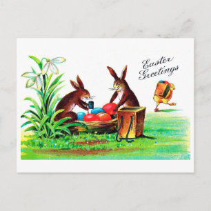  paasbunny en chick briefkaart