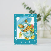  paasbunny en chick feestdagenkaart (Staand voorkant)