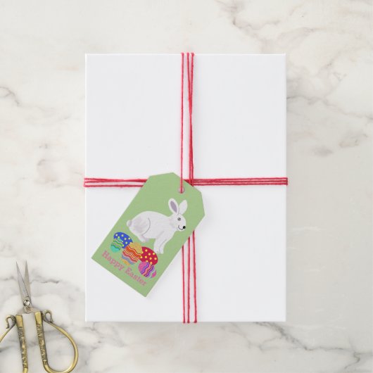 PaasBunny en chocolade-eieren Cadeaulabel (Met Touw)