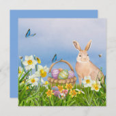 PaasBunny en Daffodils Feestdagenkaart (Voorkant / Achterkant)