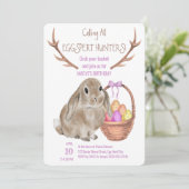 PaasBunny en Eggs Eggspert Hunters Birthday Kaart (Staand voorkant)