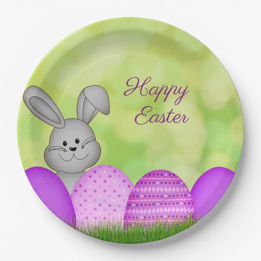 PaasBunny en eieren Papieren Bordje (Voorkant)