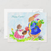 Paasbunny en Heddy Egel Feestdagenkaart (Voorkant / Achterkant)