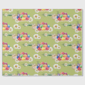 paasBunny en kleurrijke eieren Cadeaupapier (Vlak)