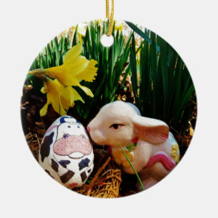 PaasBunny en koe-ei Keramisch Ornament