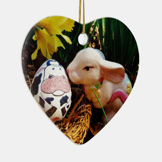 PaasBunny en koe-ei Keramisch Ornament (Rechts)