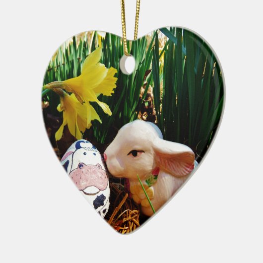 PaasBunny en koe-ei Keramisch Ornament (Links)