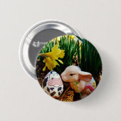 PaasBunny en koe-ei Ronde Button 5,7 Cm (Voorkant /achterkant)