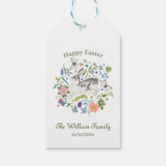 PaasBunny en lentbloemen Cadeaulabel (Achterkant)