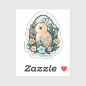 PaasBunny en lentbloemen Sticker (Vel)