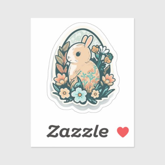 PaasBunny en lentbloemen Sticker (Vel)