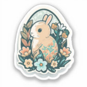 PaasBunny en lentbloemen Sticker (Voorkant)