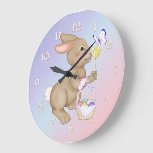 paasbunny en mandje grote klok (Hoek)