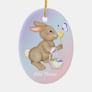 paasbunny en mandje keramisch ornament