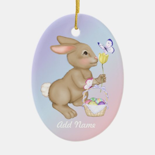 paasbunny en mandje keramisch ornament (Voorkant)