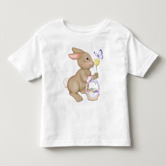 paasbunny en mandje kinder shirts (Voorkant)