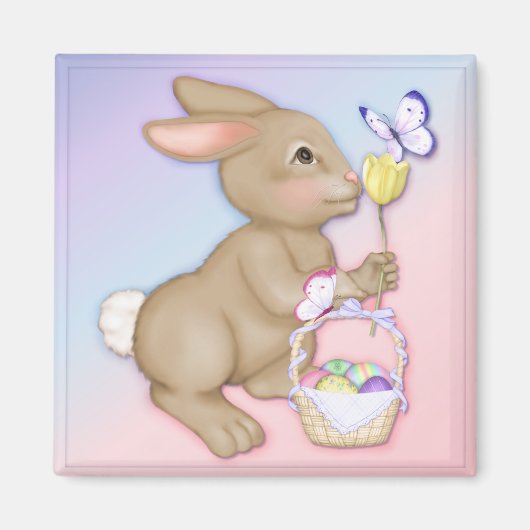paasbunny en mandje magneet (Voorkant)