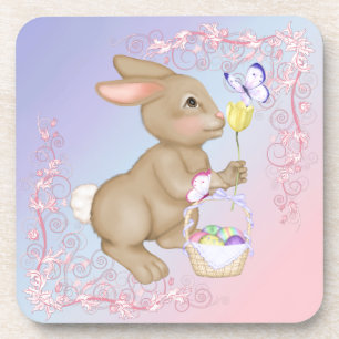 paasbunny en mandje onderzetter