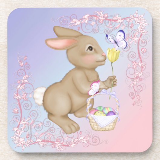 paasbunny en mandje onderzetter (Voorkant)