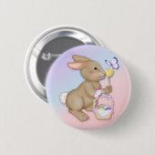paasbunny en mandje ronde button 5,7 cm (Voorkant /achterkant)
