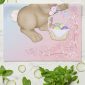 paasbunny en mandje theedoek (Gevouwen)