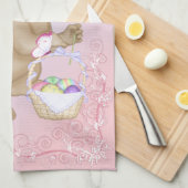paasbunny en mandje theedoek (Quarter Fold)