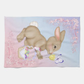 paasbunny en mandje theedoek (Horizontaal)