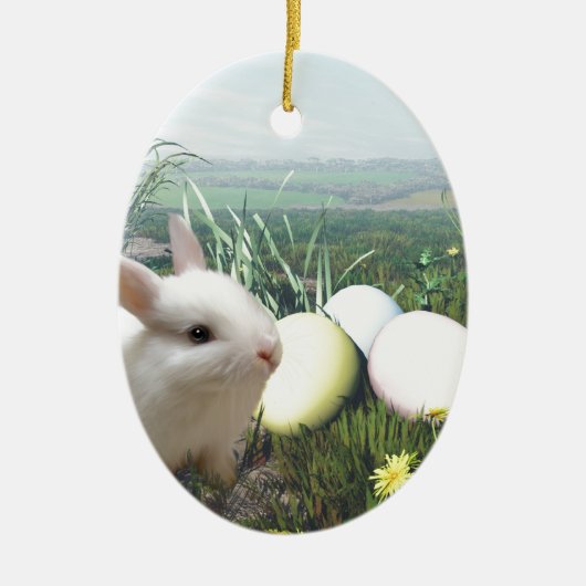 PaasBunny en paaseieren Keramisch Ornament (Voorkant)