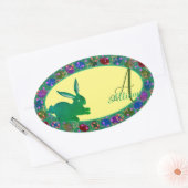 Paasbunny- en Roos-eiconmonogram Sticker (Envelop)