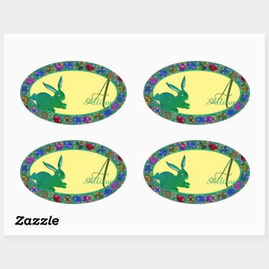 Paasbunny- en Roos-eiconmonogram Sticker (Vel)