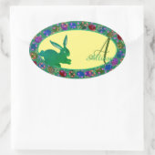 Paasbunny- en Roos-eiconmonogram Sticker (Tas)