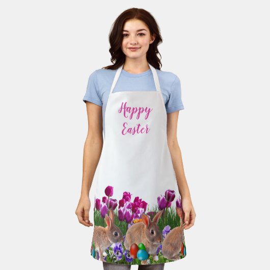 PaasBunny en Tulips Print Holiday Schort (Gedragen)