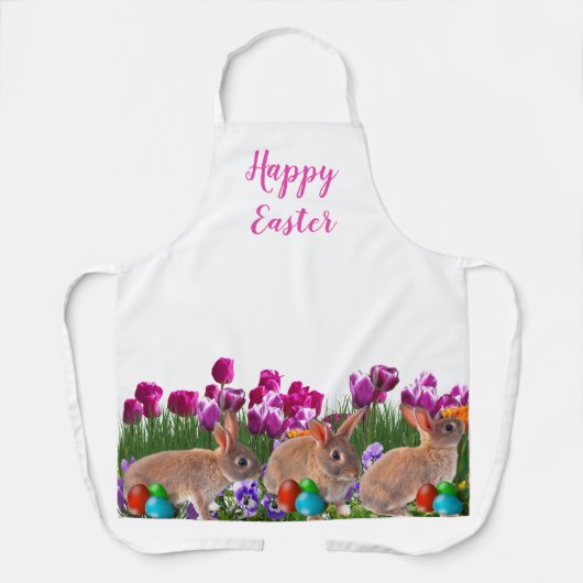 PaasBunny en Tulips Print Holiday Schort (Voorkant)
