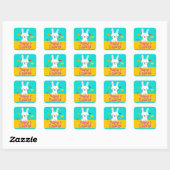 Paasbunny en Tulps "Happy Easter"-stickers Vierkante Sticker (Vel)