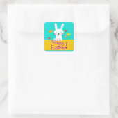 Paasbunny en Tulps "Happy Easter"-stickers Vierkante Sticker (Tas)
