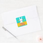 Paasbunny en Tulps "Happy Easter"-stickers Vierkante Sticker (Envelop)